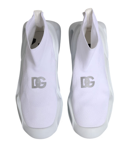 Dolce &amp; Gabbana Weiß Silber Slip On Wave Socken Sneakers Schuhe