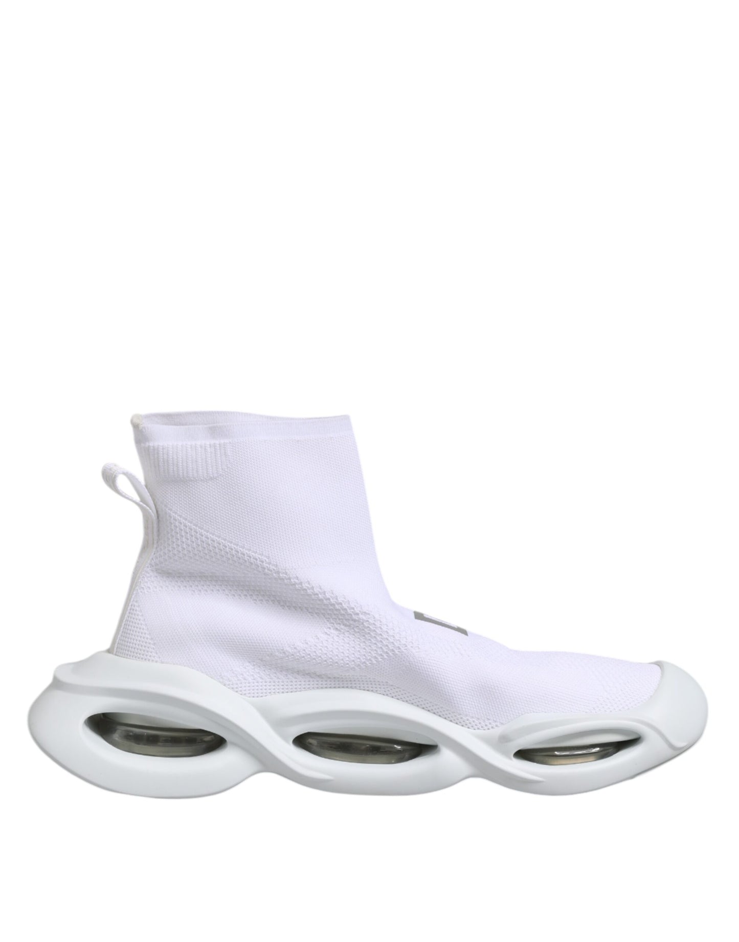 Dolce &amp; Gabbana Weiß Silber Slip On Wave Socken Sneakers Schuhe