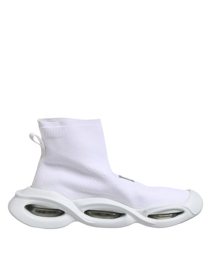 Dolce &amp; Gabbana Weiß Silber Slip On Wave Socken Sneakers Schuhe