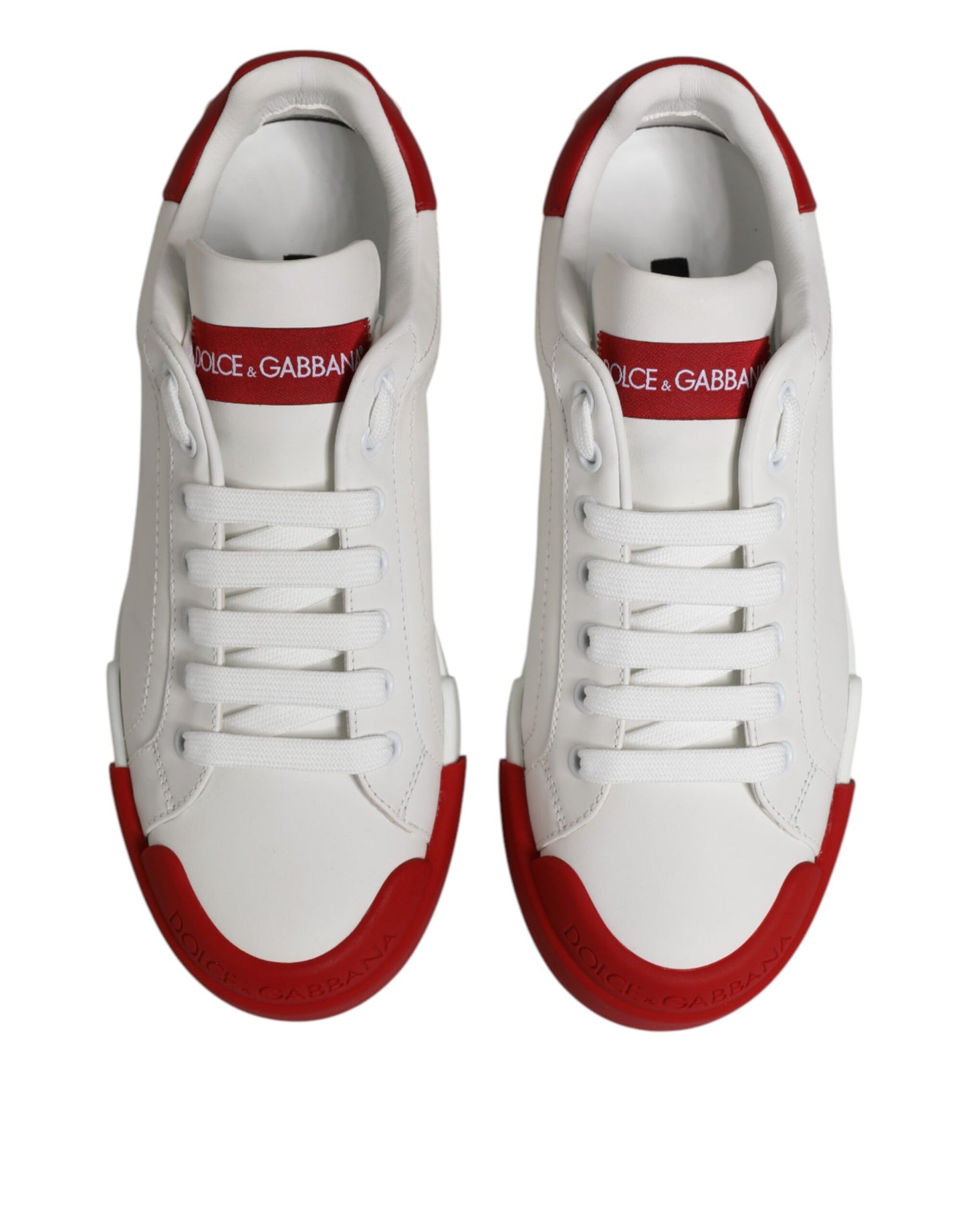 Dolce &amp; Gabbana Weiße Leder DG Logo Low Top Sneakers Schuhe