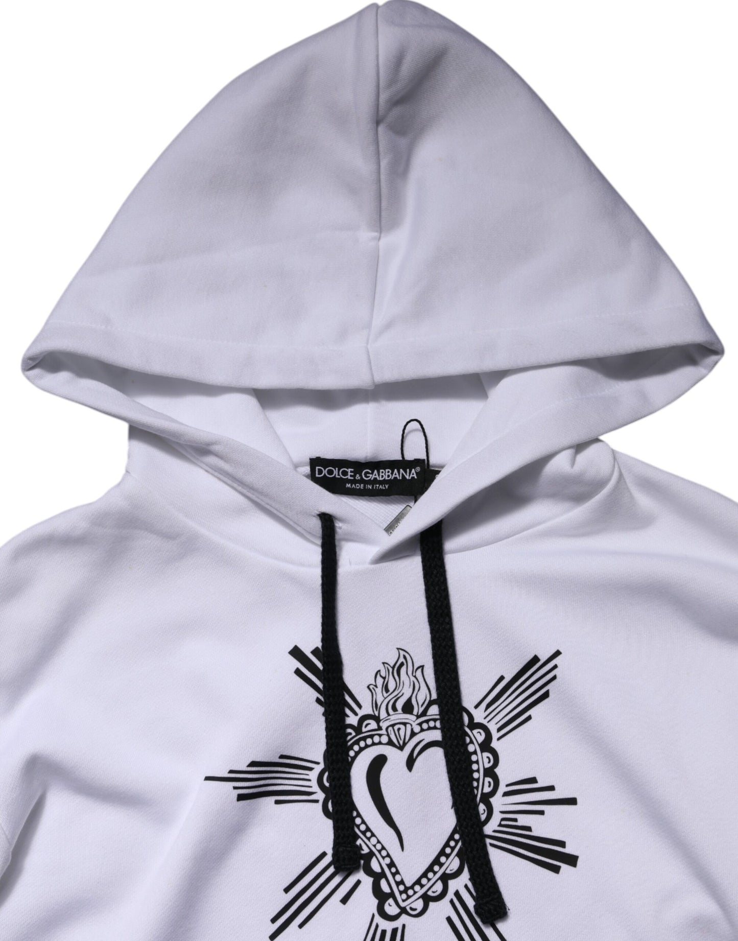 Dolce &amp; Gabbana – Weißes Sweatshirt mit Kapuze „Sacred Heart“