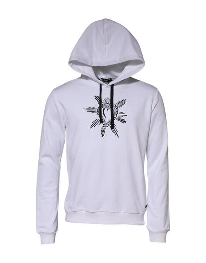Dolce &amp; Gabbana – Weißes Sweatshirt mit Kapuze „Sacred Heart“