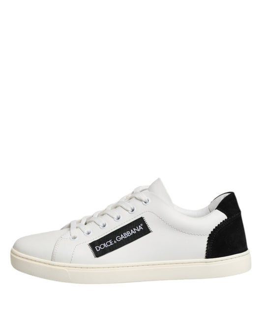 Dolce &amp; Gabbana Weiß Schwarz Leder Low Top Sneakers Schuhe