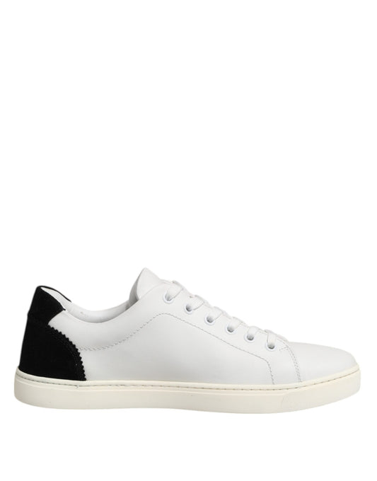 Dolce &amp; Gabbana Weiß Schwarz Leder Low Top Sneakers Schuhe