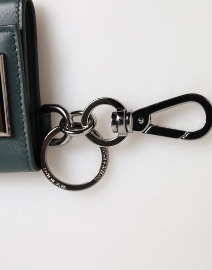 Dolce &amp; Gabbana Dunkelgrünes Leder-Geldbörse mit DG-Logo
