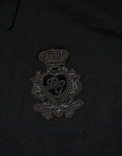 Dolce & Gabbana Black Cashmere Polo Men Longsleeves Sweater