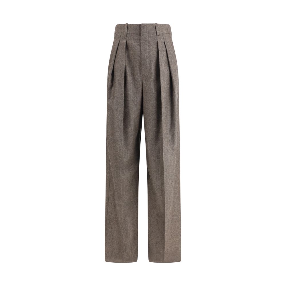 Saint Laurent – ​​Hose mit weitem Bein aus Wolle mit Fischgrätenmuster