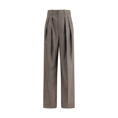 Saint Laurent – ​​Hose mit weitem Bein aus Wolle mit Fischgrätenmuster