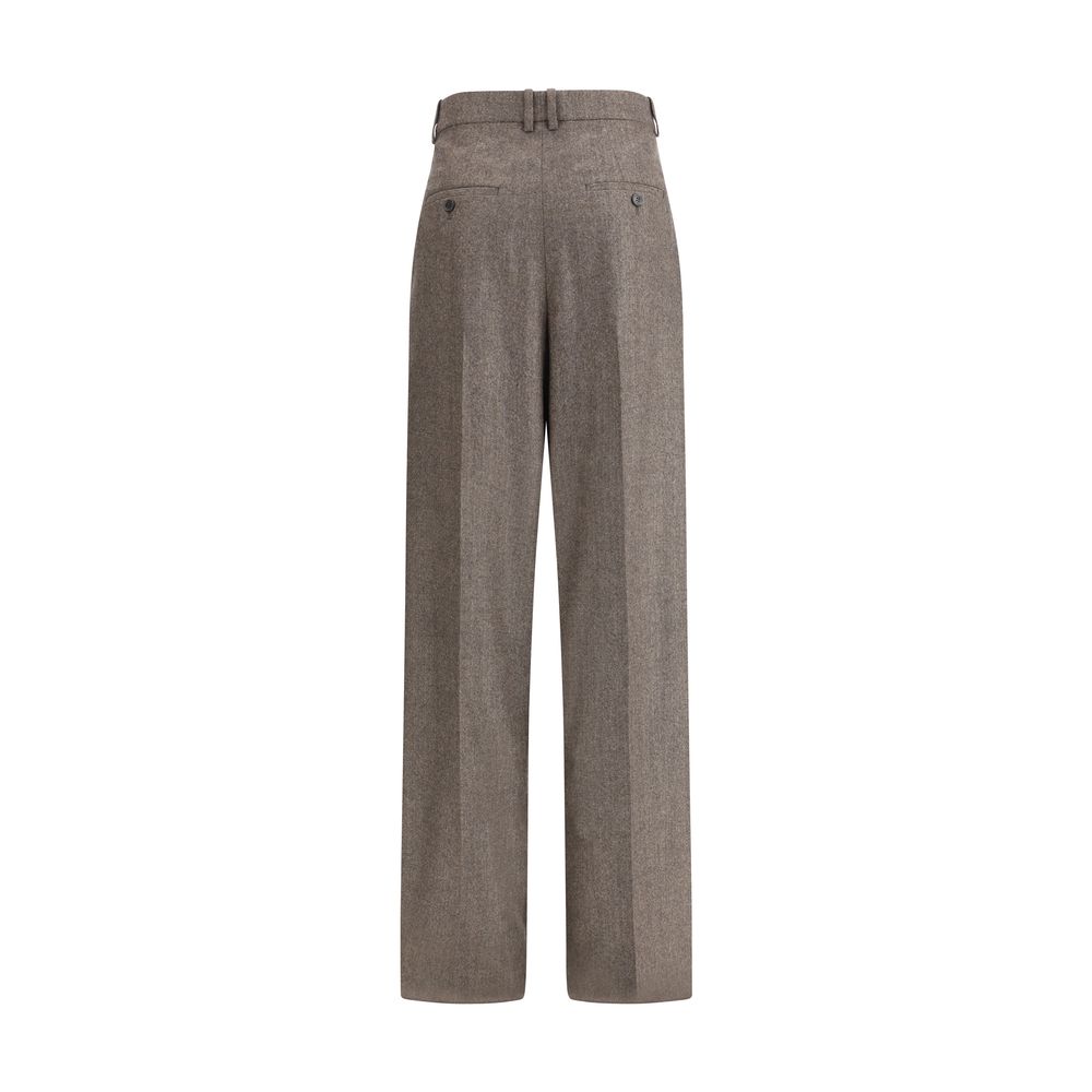 Saint Laurent – ​​Hose mit weitem Bein aus Wolle mit Fischgrätenmuster