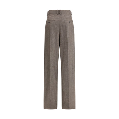 Saint Laurent – ​​Hose mit weitem Bein aus Wolle mit Fischgrätenmuster