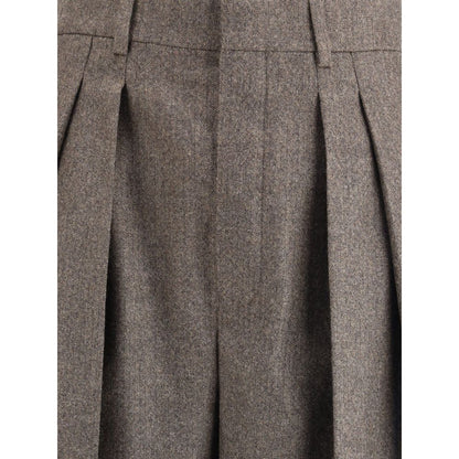 Saint Laurent – ​​Hose mit weitem Bein aus Wolle mit Fischgrätenmuster