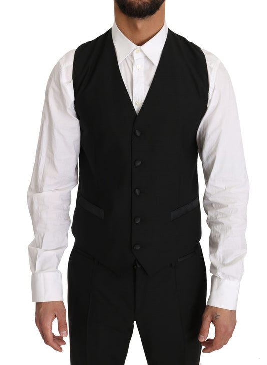 Dolce &amp; Gabbana Schwarze Wollweste Gillet-Weste