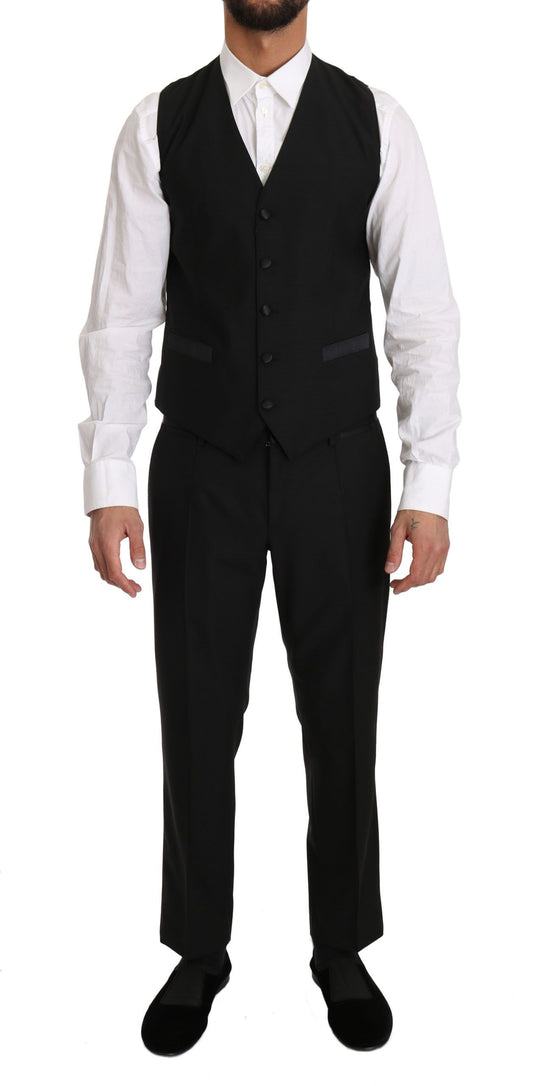 Dolce &amp; Gabbana Schwarze Wollweste Gillet-Weste