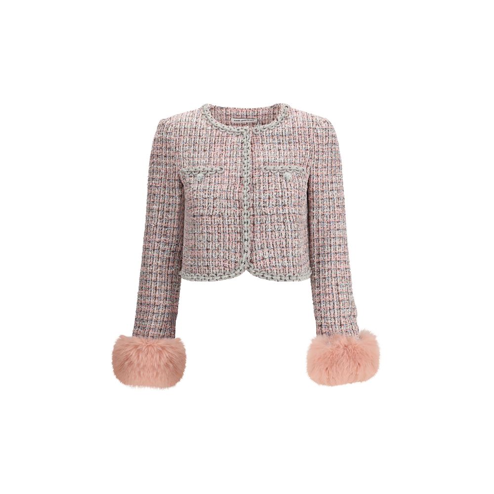 Jacke mit Bündchen aus Bouclé-Fell von Self-Portrait