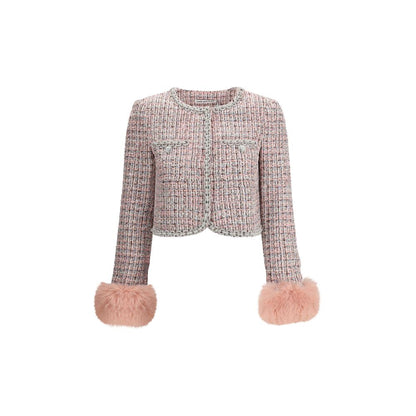 Jacke mit Bündchen aus Bouclé-Fell von Self-Portrait