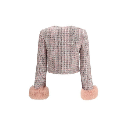 Jacke mit Bündchen aus Bouclé-Fell von Self-Portrait