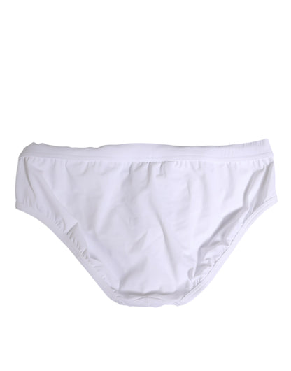 Dolce & Gabbana White Drawstring Men Beachwear Brief Swimwear