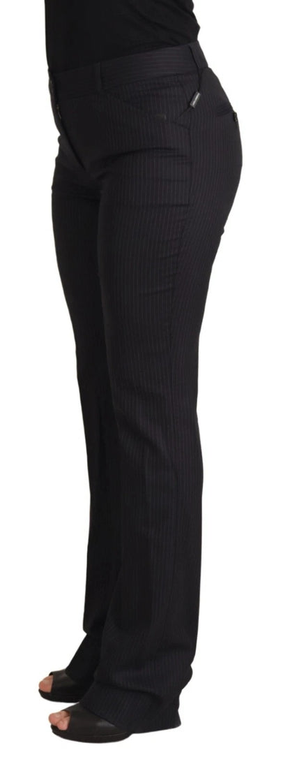 Dolce &amp; Gabbana – Schwarze Hose mit Streifen und mittlerer Taille