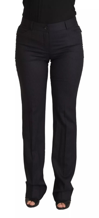 Dolce &amp; Gabbana – Schwarze Hose mit Streifen und mittlerer Taille
