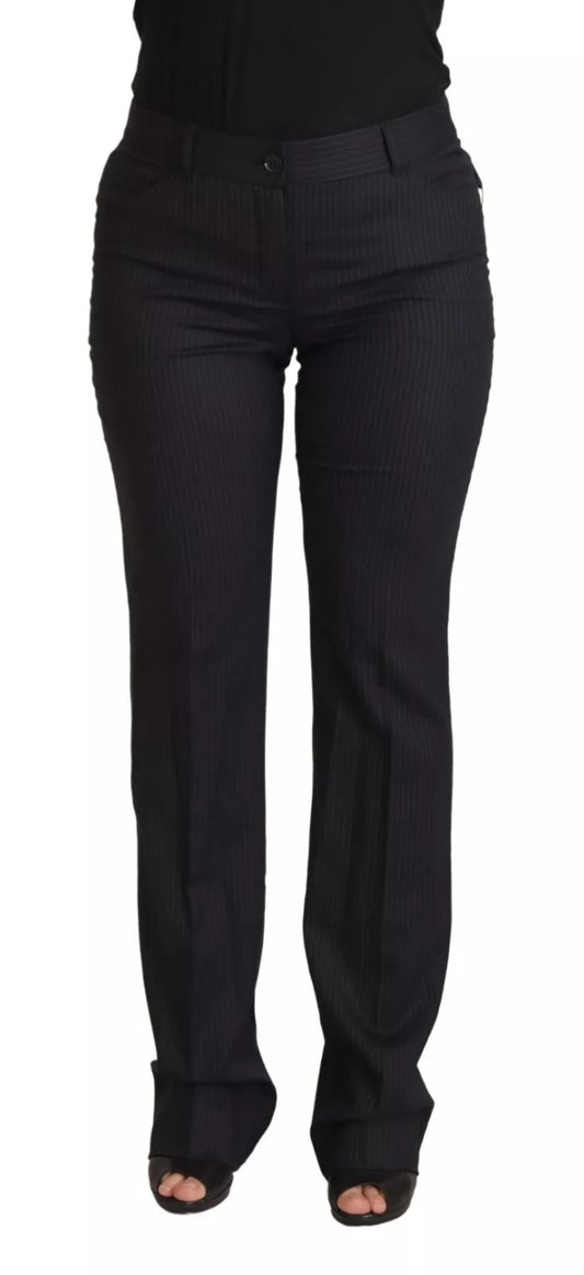 Dolce &amp; Gabbana – Schwarze Hose mit Streifen und mittlerer Taille