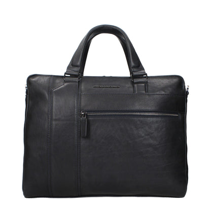 Piquadro Blue Leather Business And Laptop Bags