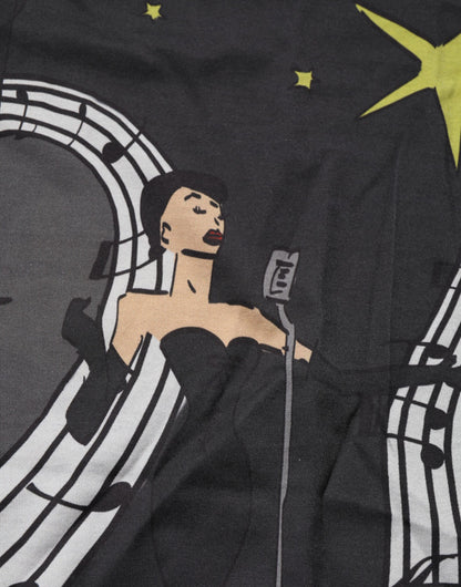 Dolce & Gabbana Black Musical Print Cotton Crew Neck T-shirt