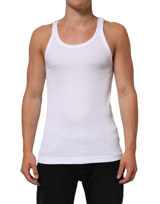 Dolce & Gabbana White Sleeveless Round Neck Tank T-shirt