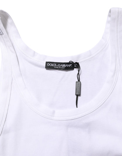 Dolce & Gabbana White Sleeveless Round Neck Tank T-shirt