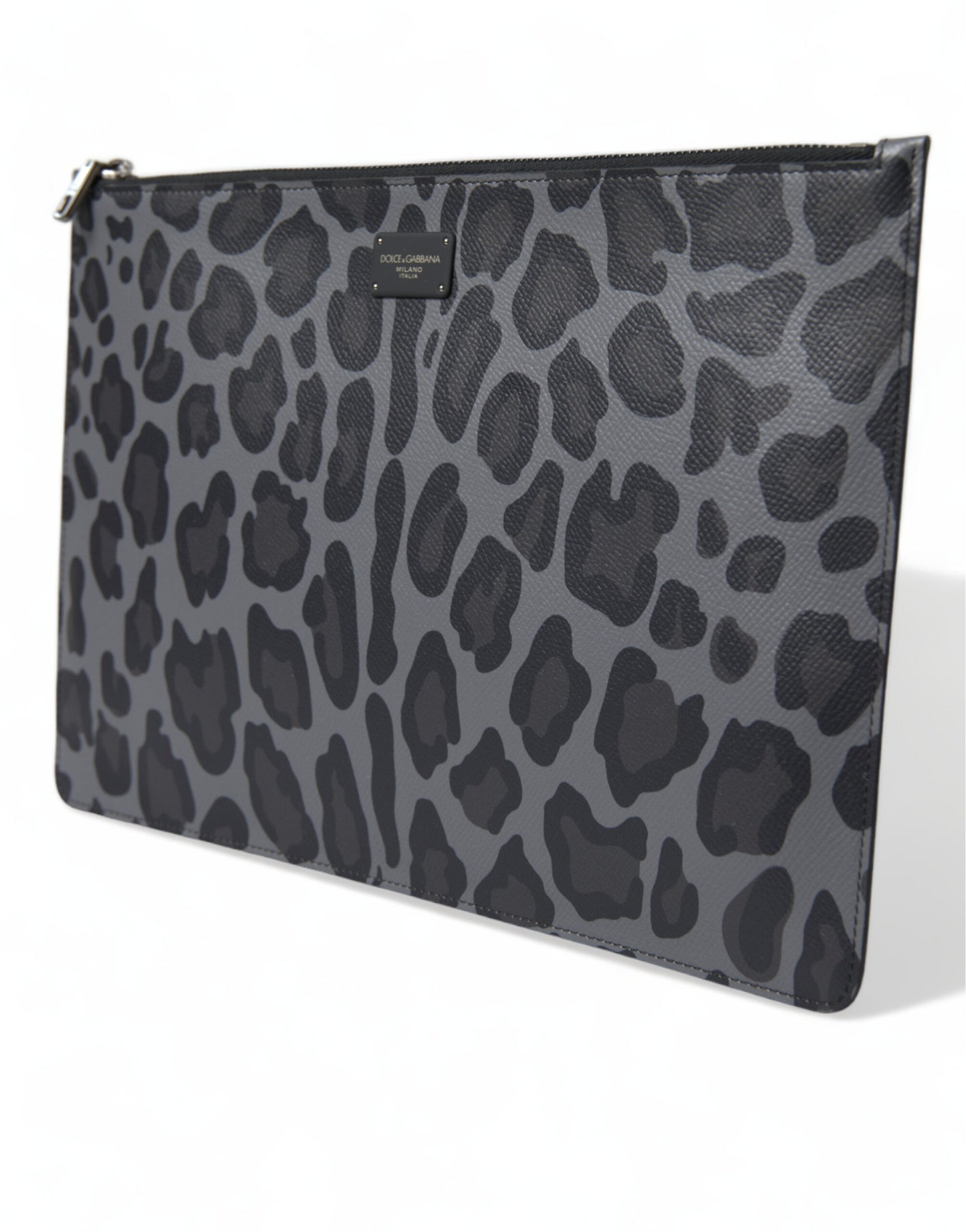 Dolce & Gabbana Multicolor Leopard Jacquard Logo Plaque Document Briefcase Bag