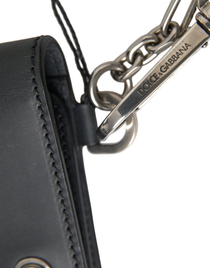 Dolce & Gabbana Black Leather Logo Embossed Mini Bifold Wallet Borse Bag