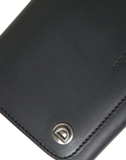 Dolce & Gabbana Black Leather Logo Embossed Mini Bifold Wallet Borse Bag