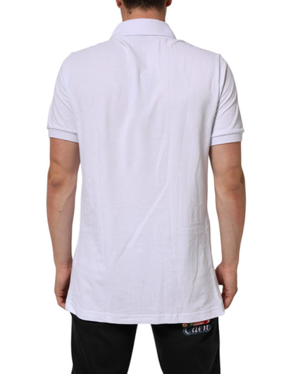 Dolce & Gabbana White Logo Patch Cotton Polo Shirt T-shirt