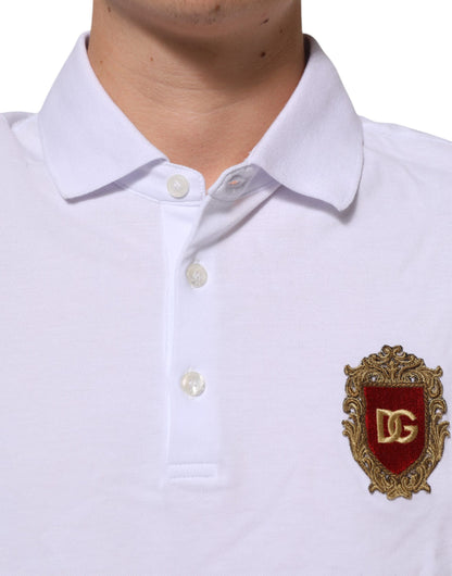 Dolce & Gabbana White Logo Patch Cotton Polo Shirt T-shirt