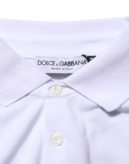Dolce & Gabbana White Logo Patch Cotton Polo Shirt T-shirt