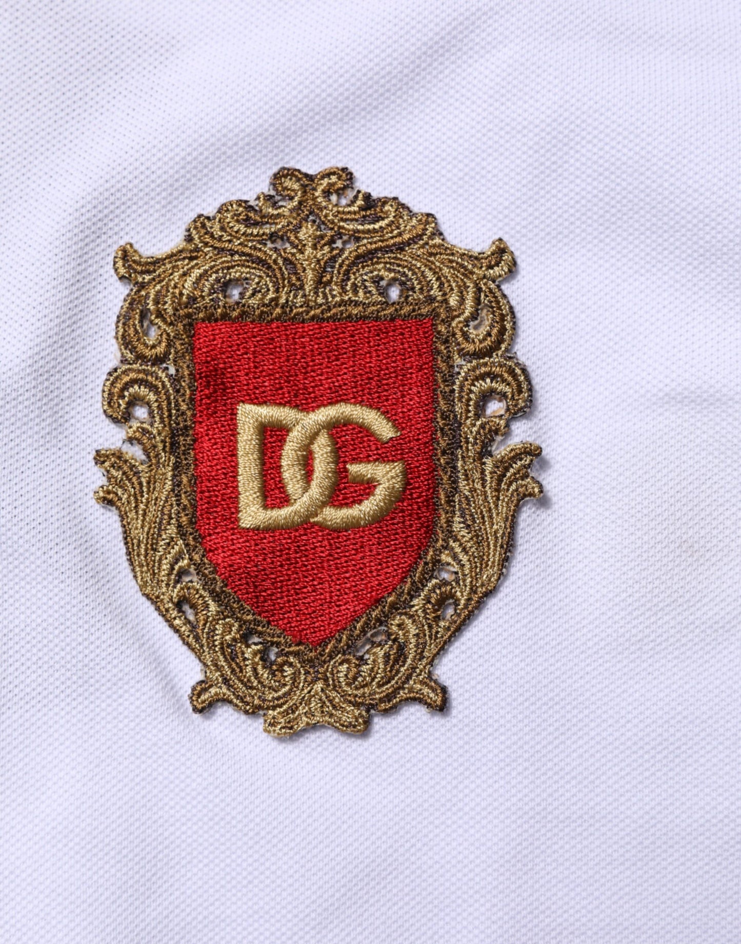 Dolce & Gabbana White Logo Patch Cotton Polo Shirt T-shirt