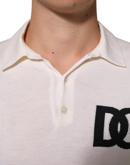 Dolce & Gabbana White Cotton Collared Short Sleeves T-shirt