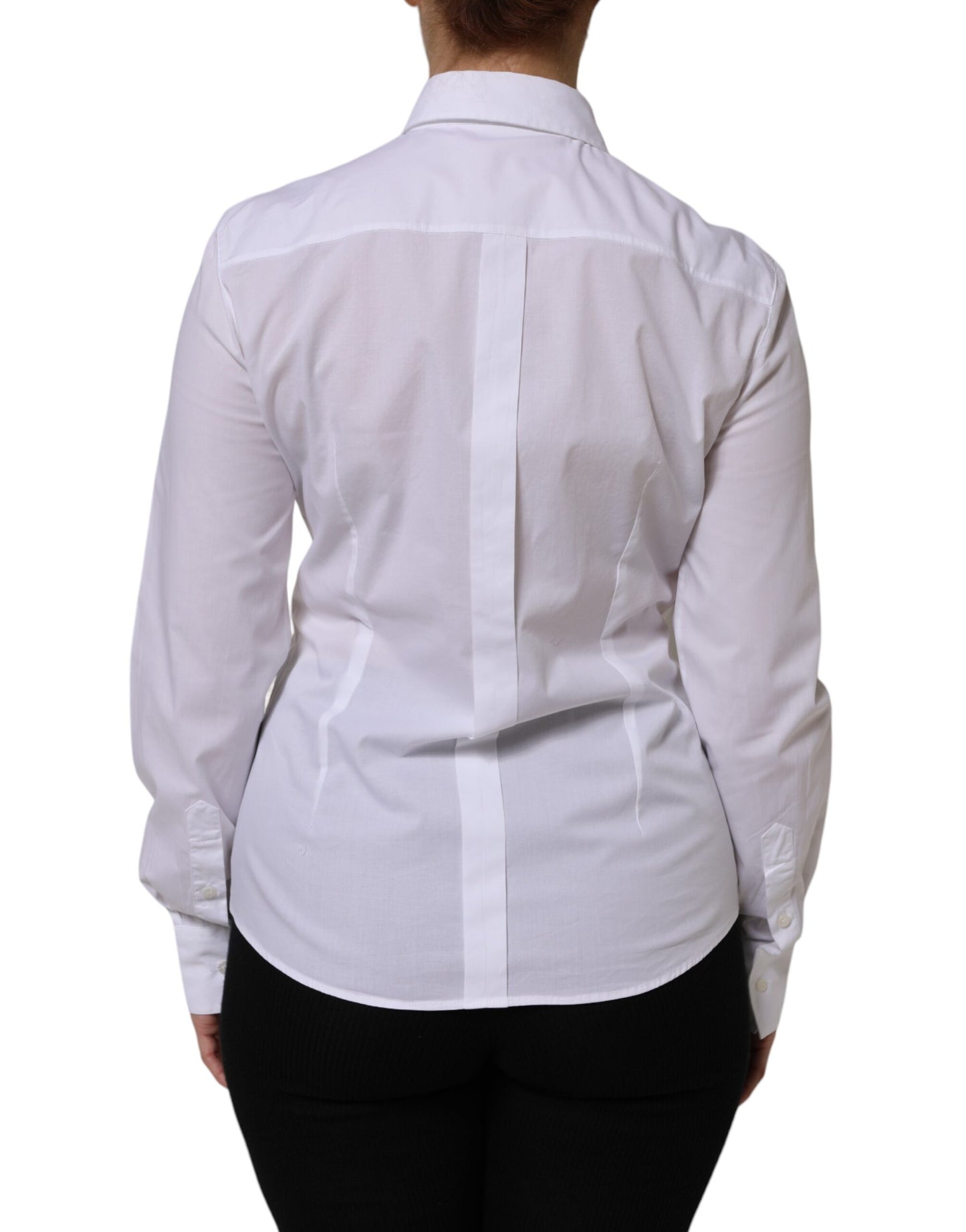 Dolce & Gabbana White Cotton Collared Buttoned Dress Shirt Top