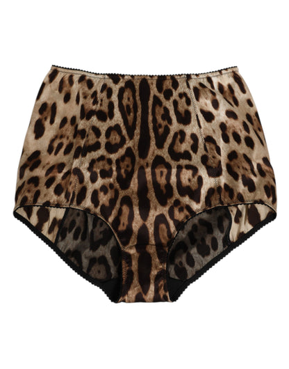 Dolce & Gabbana Multicolor Leopard Silk High Waist Girdle Underwear