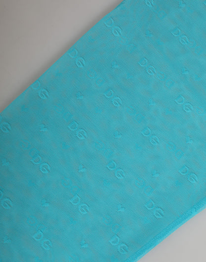 Dolce & Gabbana Light Blue Logo Lace Tight Midi Trouser  Underwear