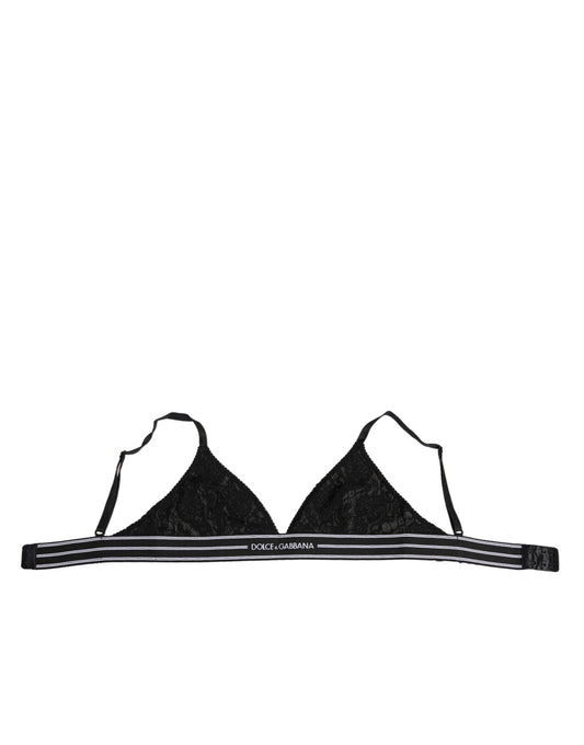 Dolce & Gabbana Black Lace Triangle Bralette Wireless Underwear