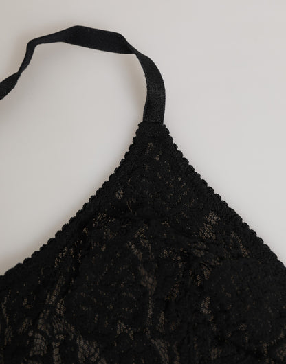 Dolce & Gabbana Black Lace Triangle Bralette Wireless Underwear