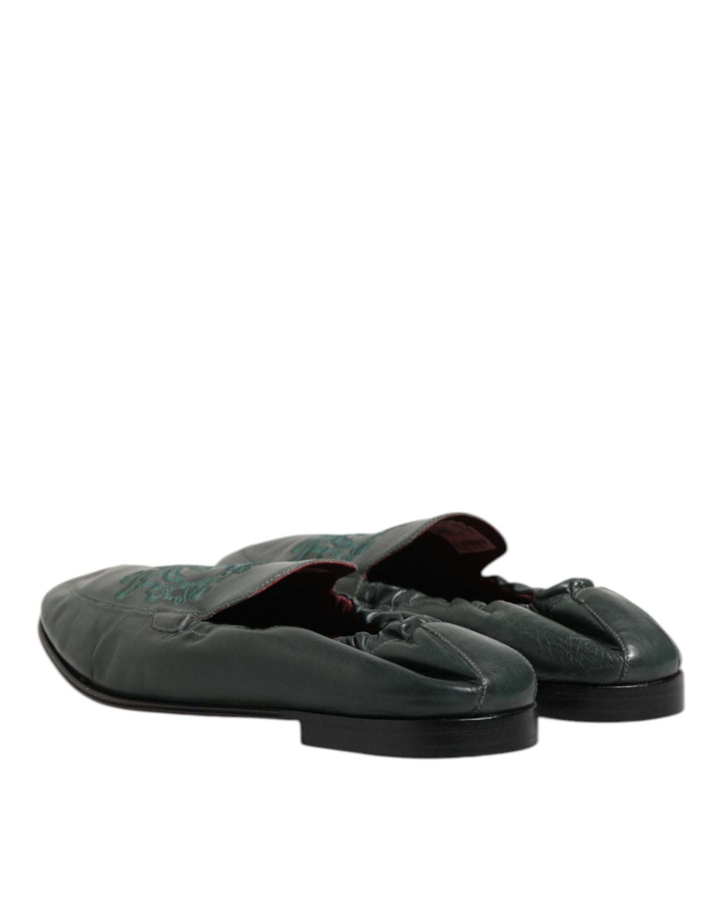 Dolce & Gabbana Green Leather Slip On Men Flat Loafers Shoes
