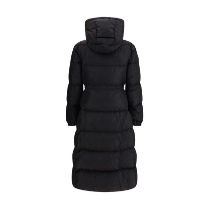 Moncler The long Down Jacket with hood and wool trims