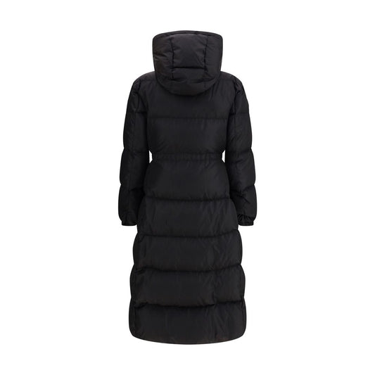 Moncler The long Down Jacket with hood and wool trims