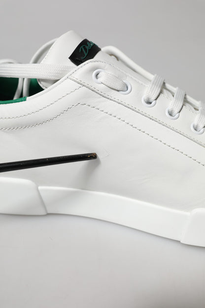 Dolce & Gabbana White Calf Leather Low Top Sneakers Shoes