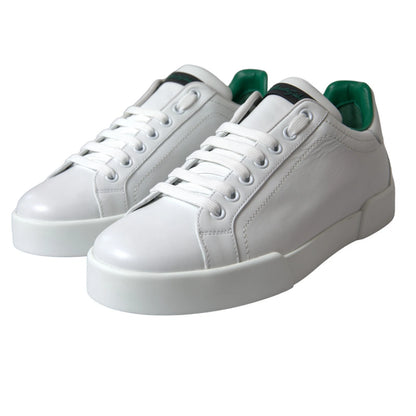 Dolce & Gabbana White Calf Leather Low Top Sneakers Shoes