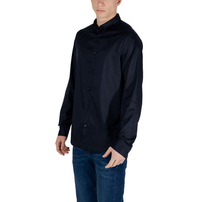 Armani Exchange Blue Lyocell Shirt