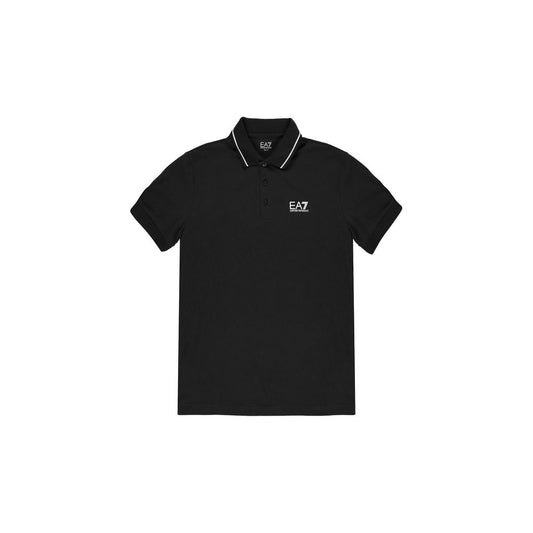 EA7 Emporio Armani Black Cotton Polo Shirt