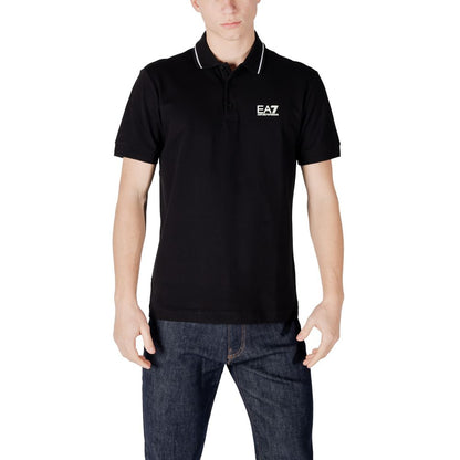 EA7 Emporio Armani Black Cotton Polo Shirt