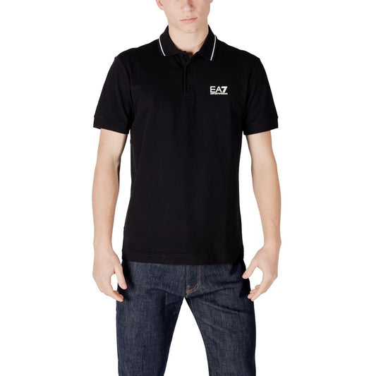 EA7 Emporio Armani Black Cotton Polo Shirt